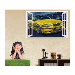 Sticker decorativ, Ferestra 3D, Masina, 80 cm, 1010STK