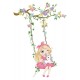 Sticker decorativ, Fetita cu leagan si unicorn, 90 cm, 1139STK