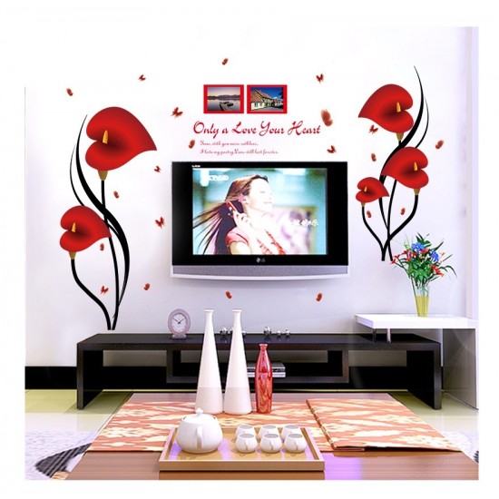 Sticker decorativ, Flori Anthurium rosii, 147 cm, 742STK Sticker decorativ, Flori Anthurium rosii, 147 cm, 742STK