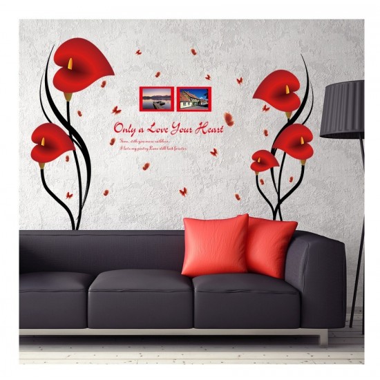 Sticker decorativ, Flori Anthurium rosii, 147 cm, 742STK Sticker decorativ, Flori Anthurium rosii, 147 cm, 742STK