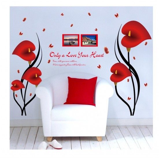 Sticker decorativ, Flori Anthurium rosii, 147 cm, 742STK Sticker decorativ, Flori Anthurium rosii, 147 cm, 742STK