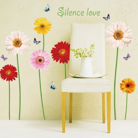 Sticker decorativ, Flori Gerbera, 125 cm, 803STK
