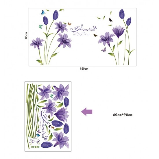 Sticker decorativ, Flori albastre, 160 cm, 744STK