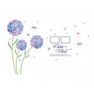 Sticker decorativ, Flori albastre cu 2 rame foto, 145 cm, 795STK Sticker decorativ, Flori albastre cu 2 rame foto, 145 cm, 795STK