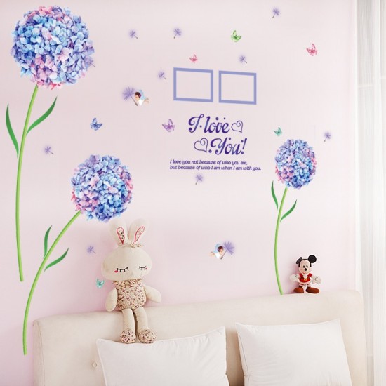 Sticker decorativ, Flori albastre cu 2 rame foto, 145 cm, 795STK Sticker decorativ, Flori albastre cu 2 rame foto, 145 cm, 795STK