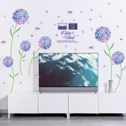 Sticker decorativ, Flori albastre cu 2 rame foto, 145 cm, 795STK Sticker decorativ, Flori albastre cu 2 rame foto, 145 cm, 795STK