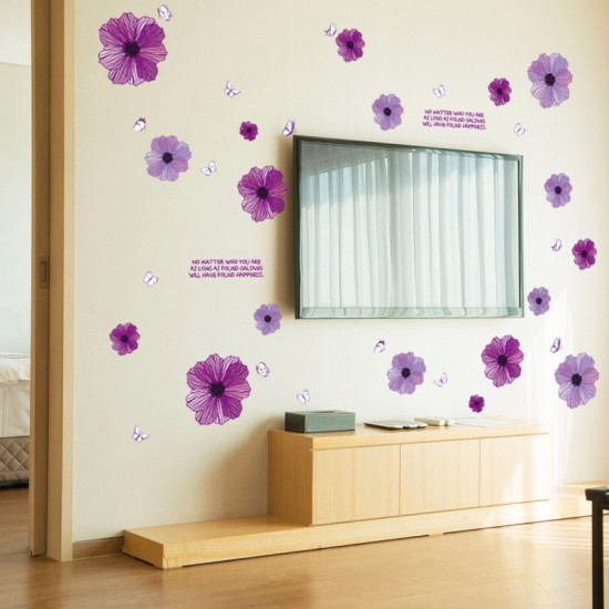 Sticker decorativ, Flori mov, 130 cm, 787STK Sticker decorativ, Flori mov, 130 cm, 787STK