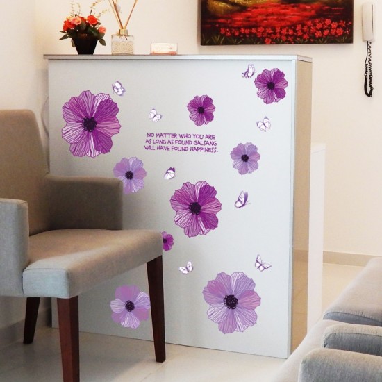 Sticker decorativ, Flori mov, 130 cm, 787STK Sticker decorativ, Flori mov, 130 cm, 787STK