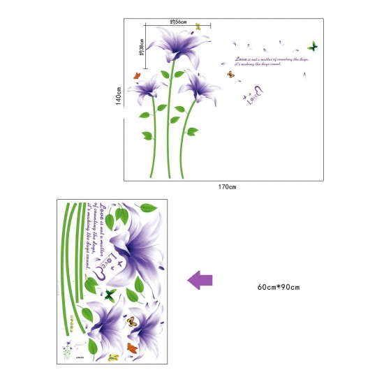 Sticker decorativ, Flori mov, 170 cm, 739STK