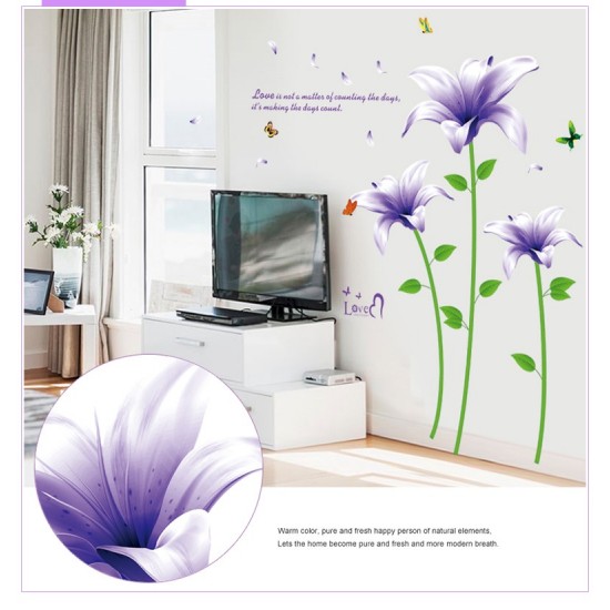 Sticker decorativ, Flori mov, 170 cm, 739STK