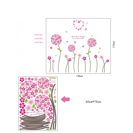 Sticker decorativ, Flori roz, 130 cm, 702STK Sticker decorativ, Flori roz, 130 cm, 702STK