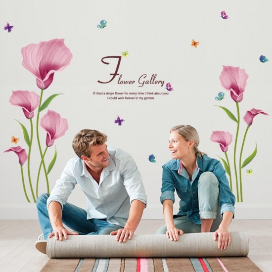Sticker decorativ, Flori roz, 155 cm, 746STK