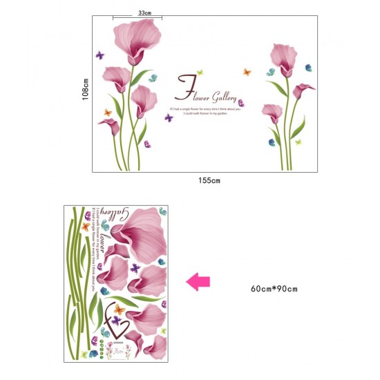 Sticker decorativ, Flori roz, 155 cm, 746STK