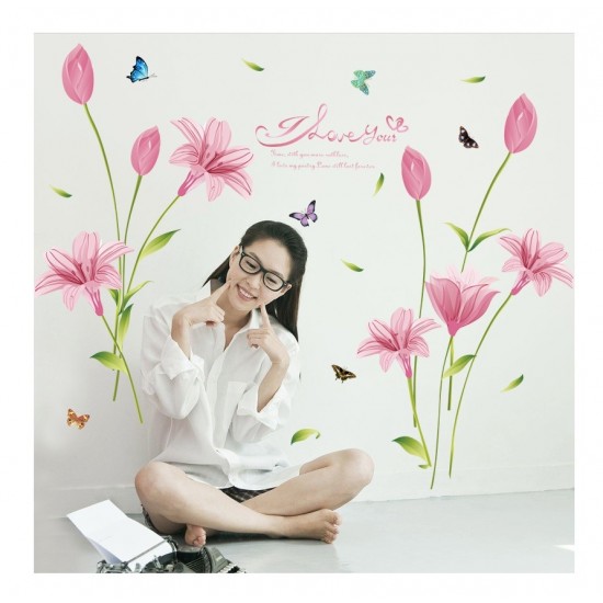Sticker decorativ, Flori roz, 160 cm, 743STK