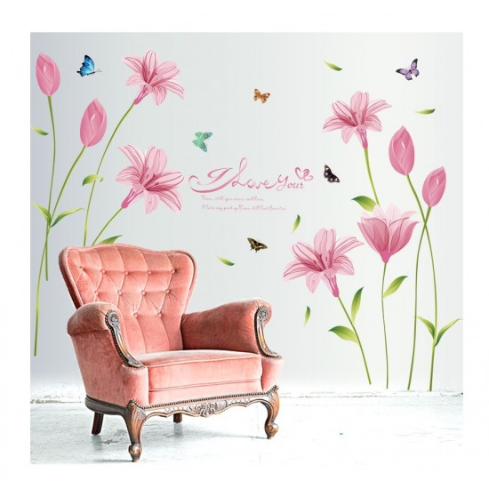 Sticker decorativ, Flori roz, 160 cm, 743STK
