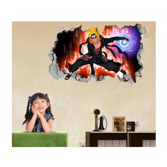 Sticker decorativ, Gaura in perete 3D, Anime, 85 cm, 1000-1STK