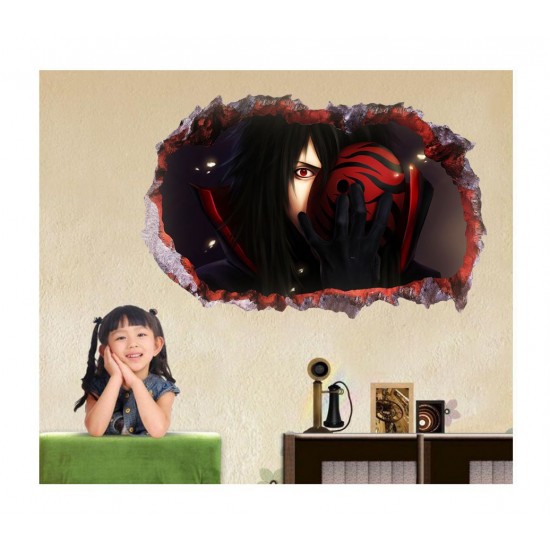 Sticker decorativ, Gaura in perete 3D, Anime, 85 cm, 1016STK