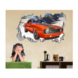 Sticker decorativ, Gaura in perete, Masina, 80 cm, 1006STK-2