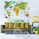 Sticker decorativ, Harta lumii a animalelor, 140 cm, 750STK