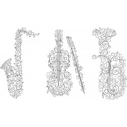 Sticker decorativ, Instrumente muzicale, 55 cm, 1146STK