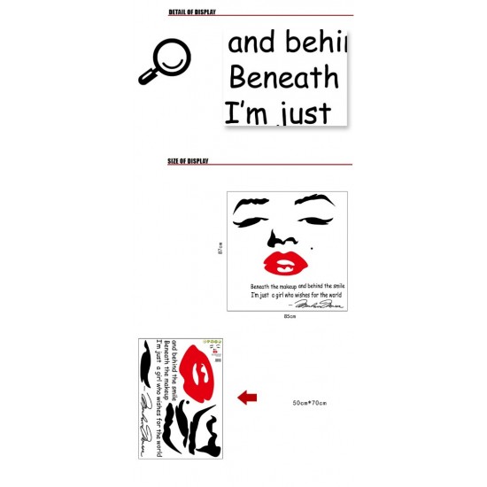 Sticker decorativ, Marilyn Monroe, 87 cm, 709STK Sticker decorativ, Marilyn Monroe, 87 cm, 709STK