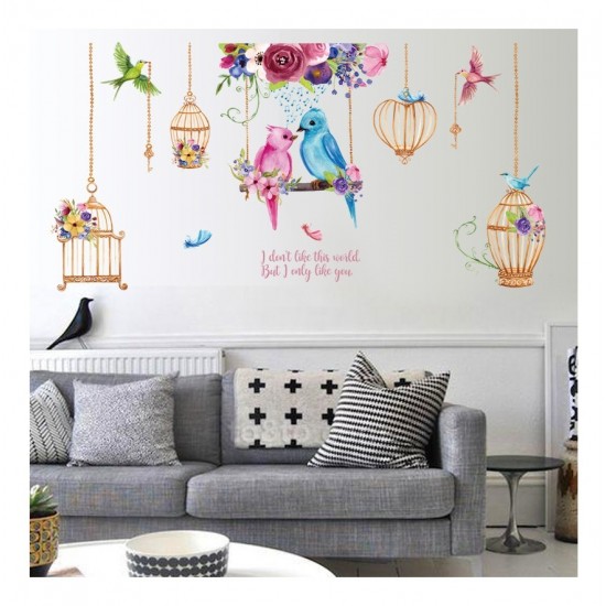 Sticker decorativ, Pasari, Colivie, 141 cm, 734STK