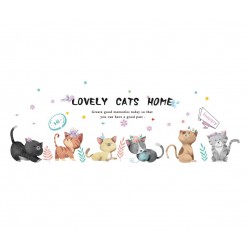 Sticker decorativ, Pisici, Lovely cats home, 135 cm, 728STK