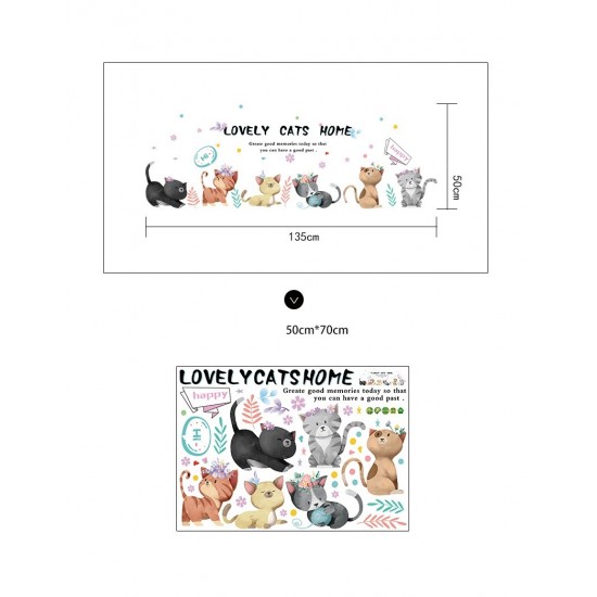 Sticker decorativ, Pisici, Lovely cats home, 135 cm, 728STK Sticker decorativ, Pisici, Lovely cats home, 135 cm, 728STK