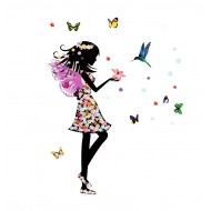 Sticker decorativ, Printesa, Fluturi, 110 cm, 730STK