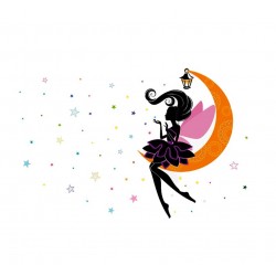 Sticker decorativ, Printesa pe luna, 122 cm, 707STK