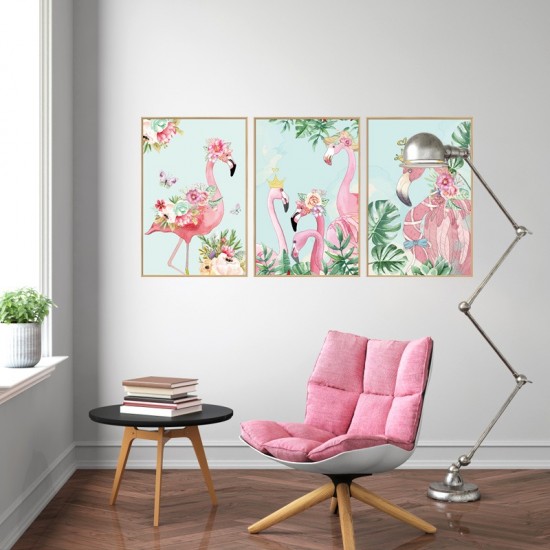 Sticker decorativ, Tablou flamingo, 93 cm, 806STK Sticker decorativ, Tablou flamingo, 93 cm, 806STK
