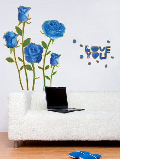 Sticker decorativ, Trandafiri albastrii, 100 cm, 817STK