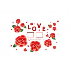 Sticker decorativ, Trandafiri rosii cu 2 rame foto, 120 cm, 793STK