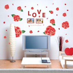 Sticker decorativ, Trandafiri rosii cu 2 rame foto, 120 cm, 793STK Sticker decorativ, Trandafiri rosii cu 2 rame foto, 120 cm, 793STK