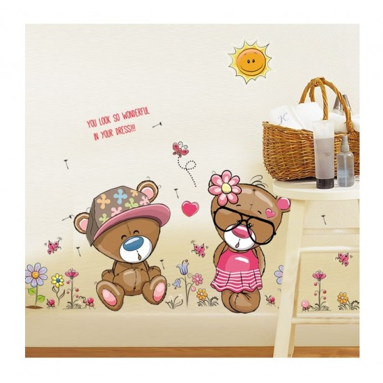 Sticker decorativ, Ursuleti, Flori, 110 cm, 724STK Sticker decorativ, Ursuleti, Flori, 110 cm, 724STK