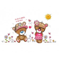 Sticker decorativ, Ursuleti, Flori, 110 cm, 724STK