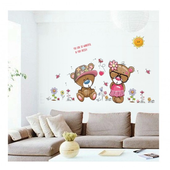 Sticker decorativ, Ursuleti, Flori, 110 cm, 724STK Sticker decorativ, Ursuleti, Flori, 110 cm, 724STK