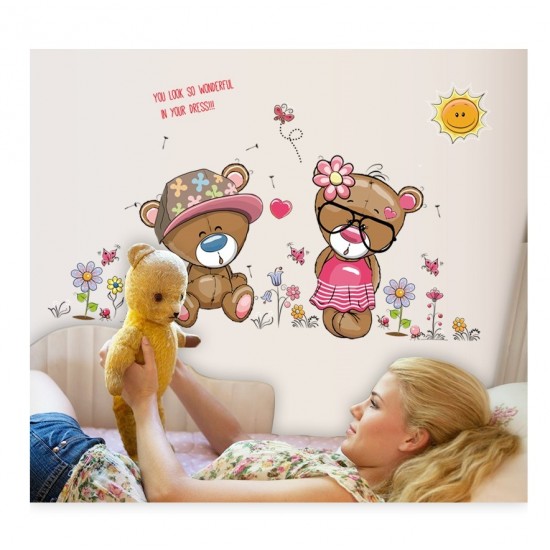 Sticker decorativ, Ursuleti, Flori, 110 cm, 724STK Sticker decorativ, Ursuleti, Flori, 110 cm, 724STK