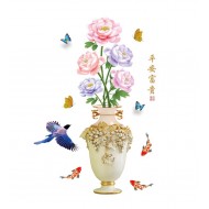 Sticker decorativ, Vaza cu flori, 110 cm, 764STK