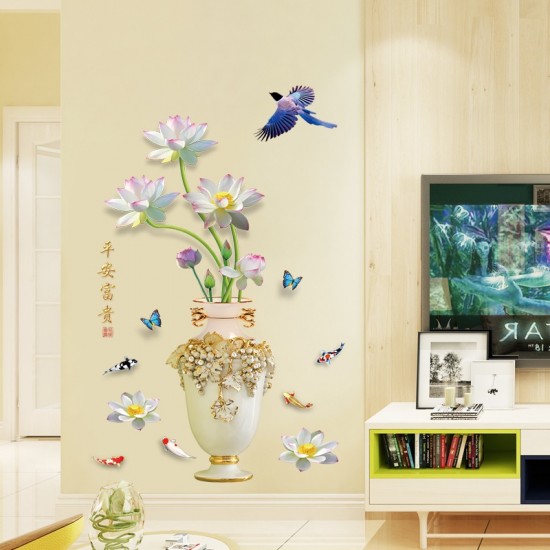 Sticker decorativ, Vaza cu flori, 115 cm, 759STK