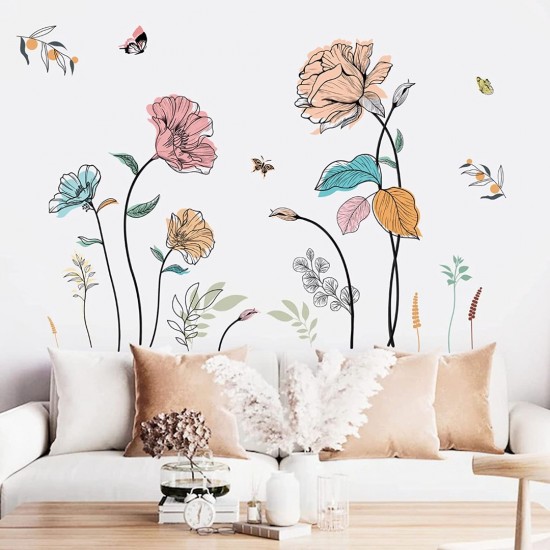 Sticker decorativ cu Flori colorate, 120 cm, 1134STK Sticker decorativ cu Flori colorate, 120 cm, 1134STK