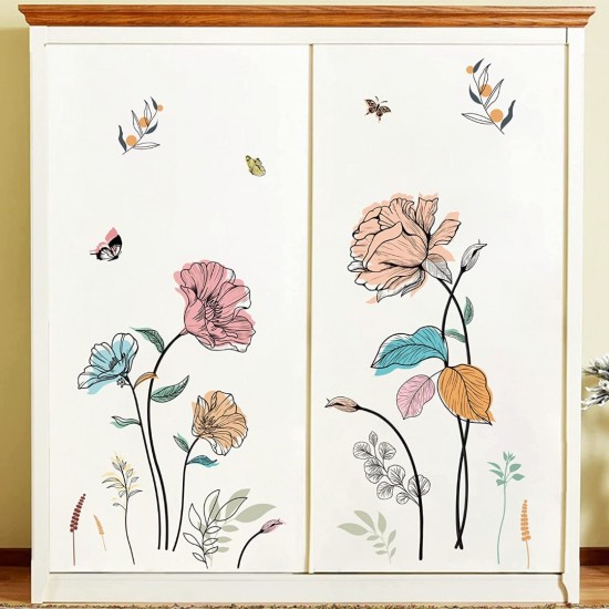 Sticker decorativ cu Flori colorate, 120 cm, 1134STK Sticker decorativ cu Flori colorate, 120 cm, 1134STK