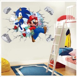 Sticker decorativ cu Mario si Sonic, 60 cm, 1100STK Sticker decorativ cu Mario si Sonic, 60 cm, 1100STK