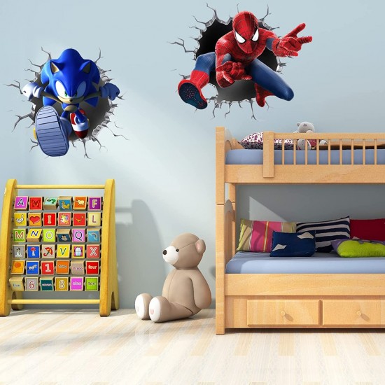 Sticker decorativ cu Sonic si Spiderman, 70 cm, 1116STK