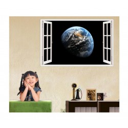 Sticker decorativ, fereastra 3D,  Planeta, 85 cm, 1036STK