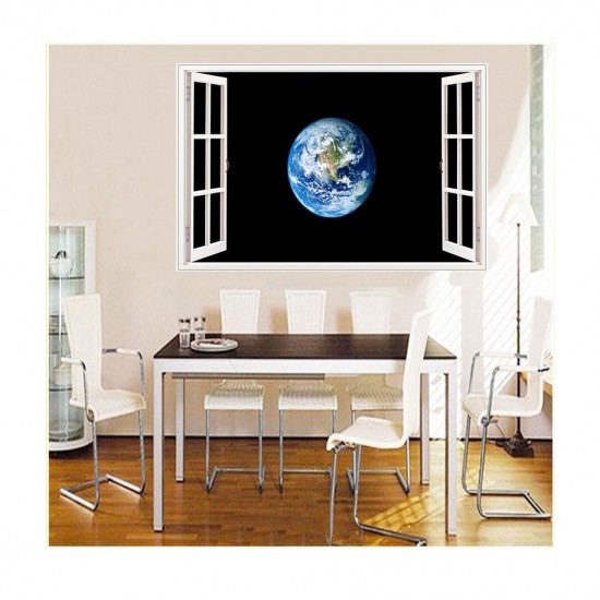 Sticker decorativ, fereastra 3D,  Planeta, 85 cm, 1038STK