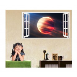 Sticker decorativ, fereastra 3D, Planeta, 85 cm, 1041STK Sticker decorativ, fereastra 3D, Planeta, 85 cm, 1041STK