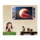 Sticker decorativ, fereastra 3D,  Planeta, 85 cm, 1041STK