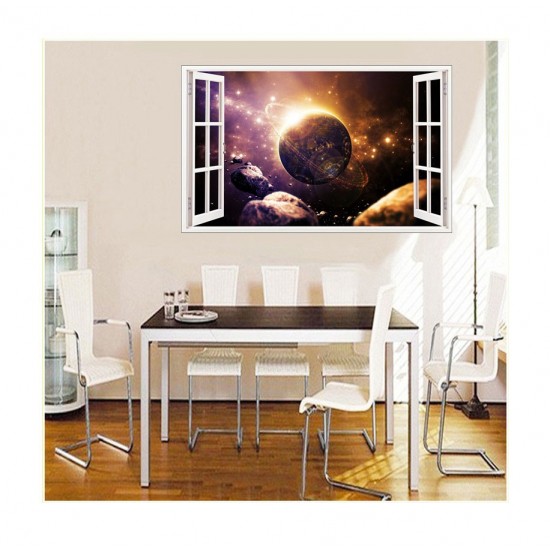 Sticker decorativ, fereastra 3D,  Planeta, 85 cm, 1042STK