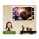 Sticker decorativ, fereastra 3D,  Planeta, 85 cm, 1042STK